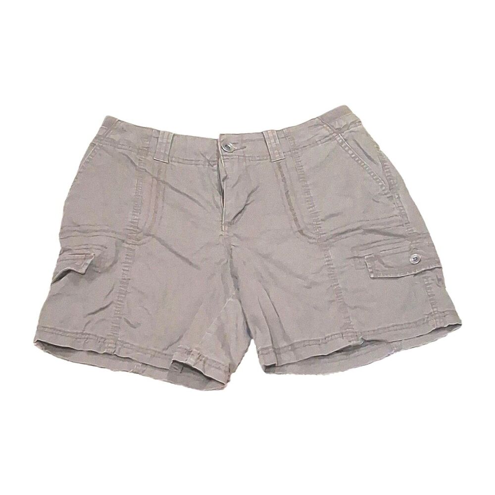 Sz 4 STYLE CO SHORTS WOMEN BROWN CARGO COTTON SPANDEX CASUAL FLAT FRONT REAR